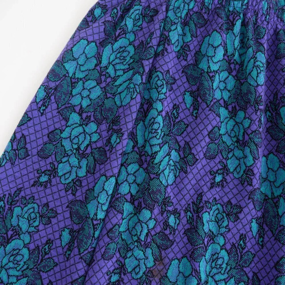Vintage Cricket Lane Purple & Teal Floral Midi Skirt  Small - Picture 11 of 14